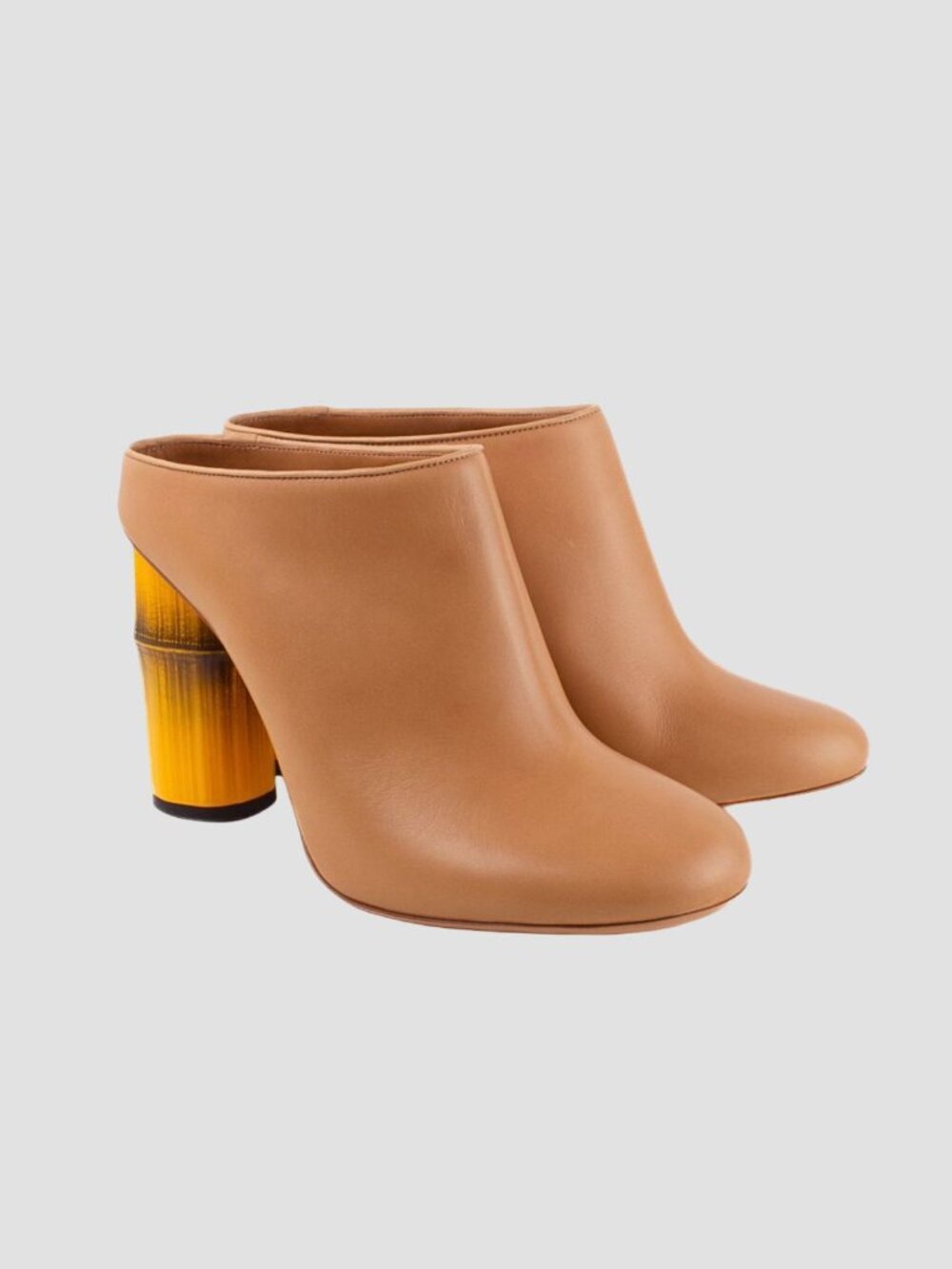 ACNE STUDIOS S/S 2015 FLOR Tan Faux Bamboo Heel Leather Mules - Picture 1 of 8